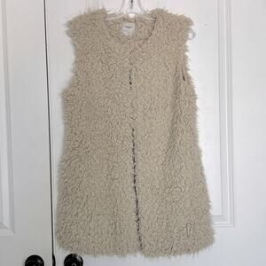 Vero Moda Cream Faux Fur Teddy Long Line Vest L